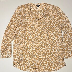 Torrid Cream and Tan Leopard Print Blouse